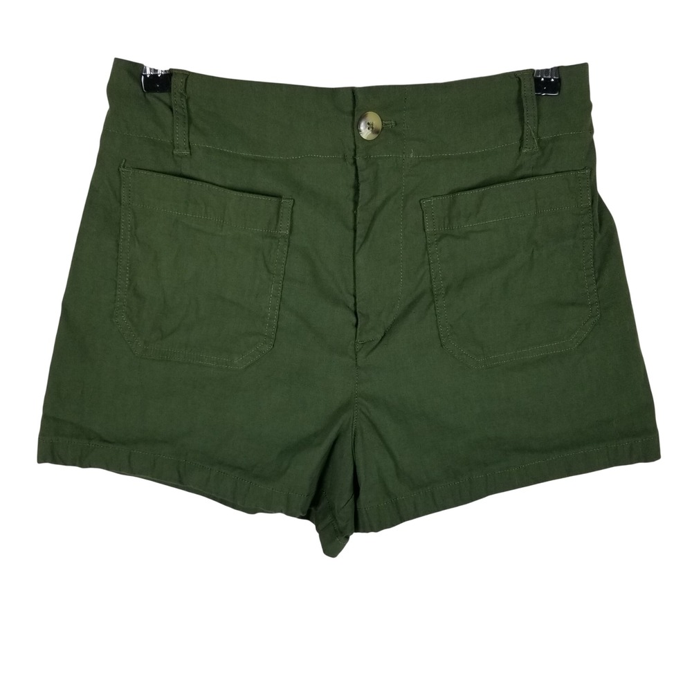 Maeve The Colette Shorts Women 29 Olive Green Utility Linen Blend High Rise